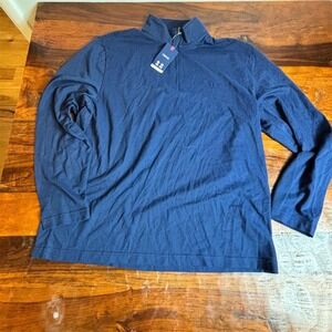 IZOD Men's 1/4 Zip Pullover‎ Long Sleeve Blue Shirt Size L